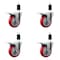 Service Caster 4'' Red Poly Swivel 1-3/8'' Expanding Stem Caster Set Total Lock Brake, 4PK SCC-EXTTL20S414-PPUB-RED-138-4 - alternate 1